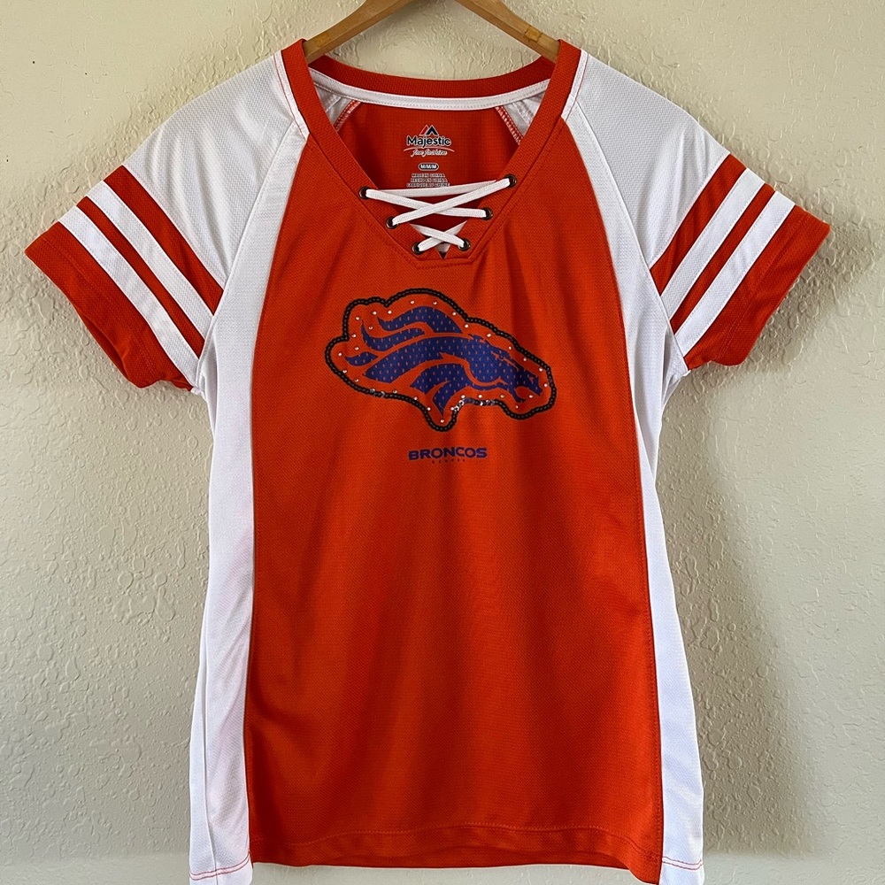 DENVER BRONCOS NFL football women’s orange jersey T-shirt | MEDIUM *NWOT